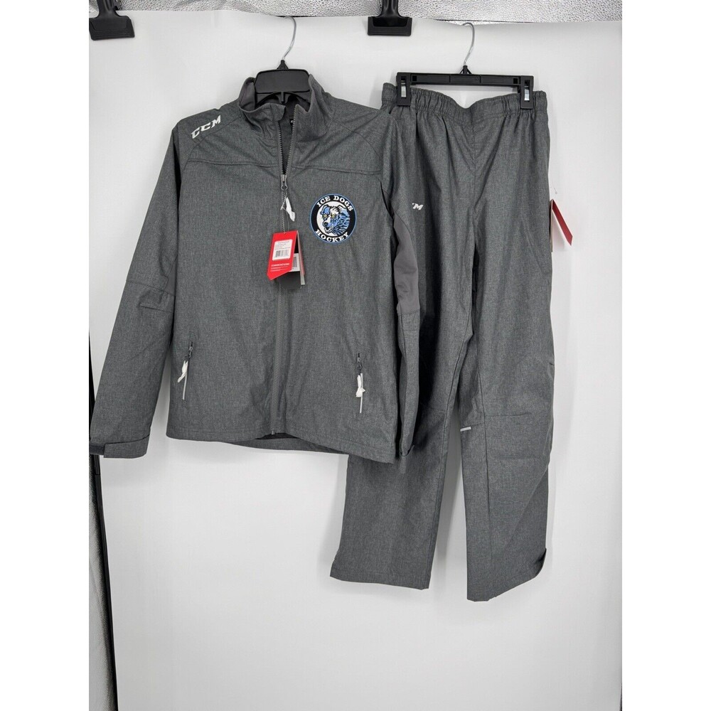 CCM Fairbanks Ice Dogs Hockey Gray Tactical Cool Jacket & Pant Set Youth XL  NWT